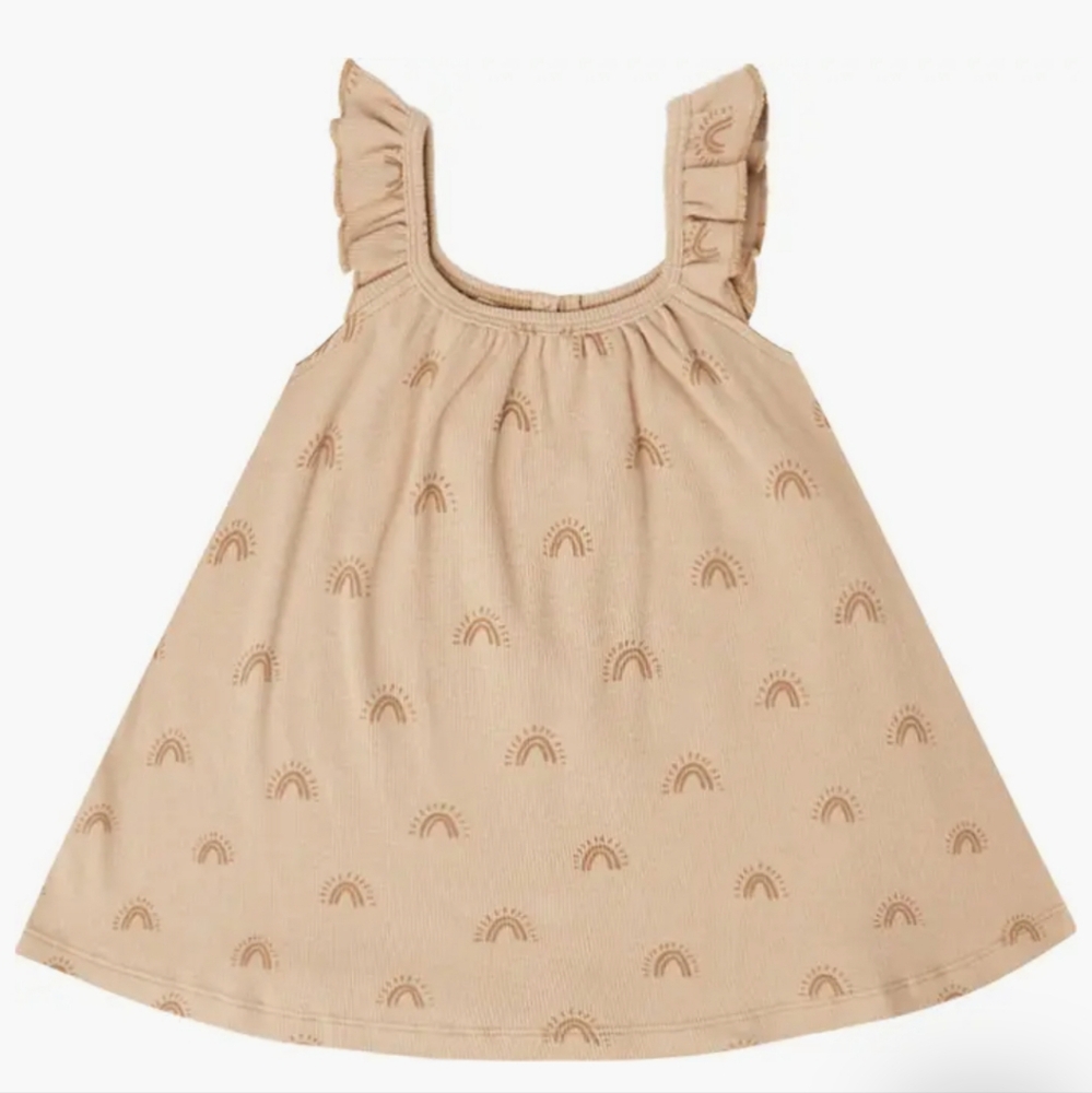 Nwt! Quincy mae ruffle swing dress set apricot